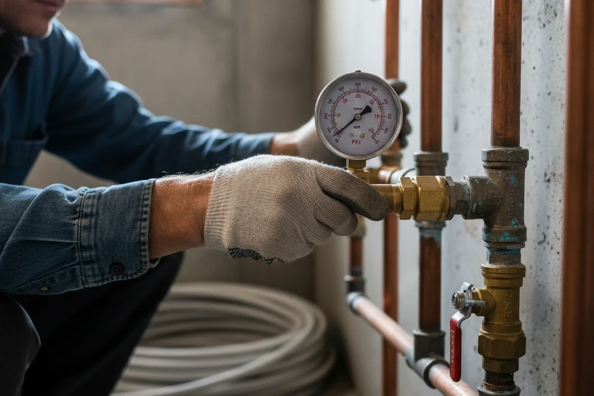 Pressure testing a repaired line during Water Line Repair in Maxwell